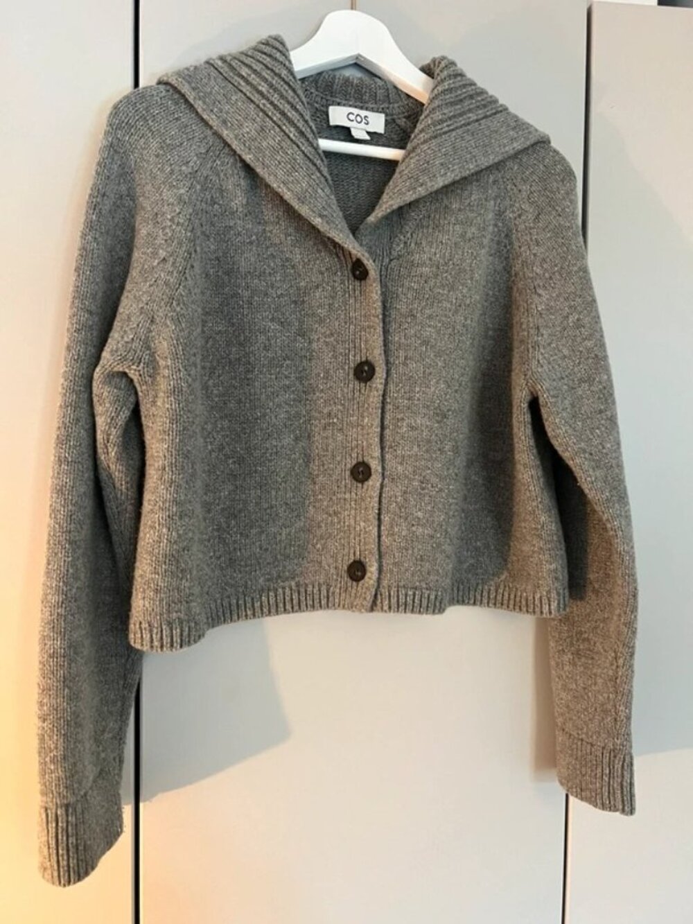 COS 100% Wool Cropped Cardigan Gray S - Picture 3 of 8